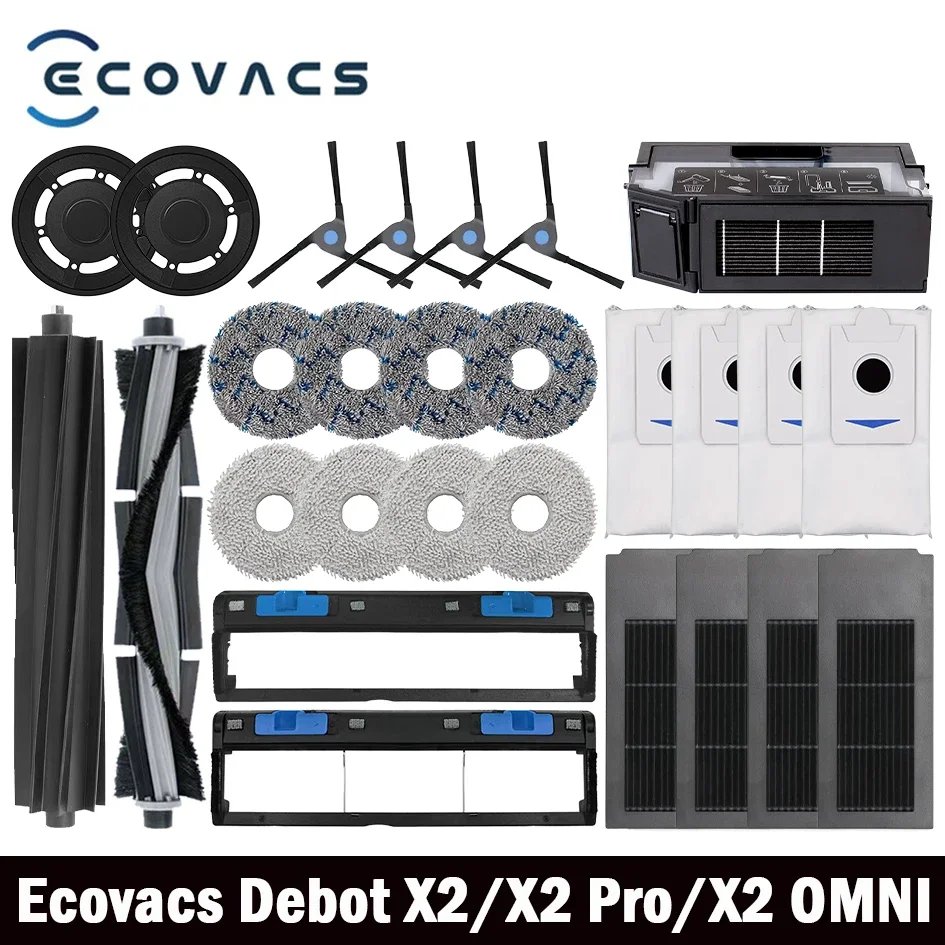 Ecovacs Deebot X2 omni / X2 Pro / X2 Roboter Staubsauger Zubehör Roller Hauptseite Pinsel Hepa-Filter Mopp tuch Staubbeutel Teile Image