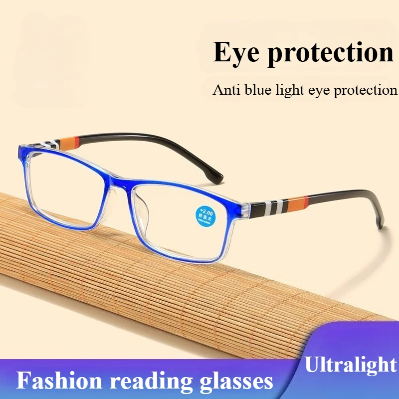 Mode Ultra Licht Lesen Brillen Männer Gedruckt Anti Blau Lesebrille Frauen Frühling Bein Presbyopie Brille 1,0 Bis 4,0 Image
