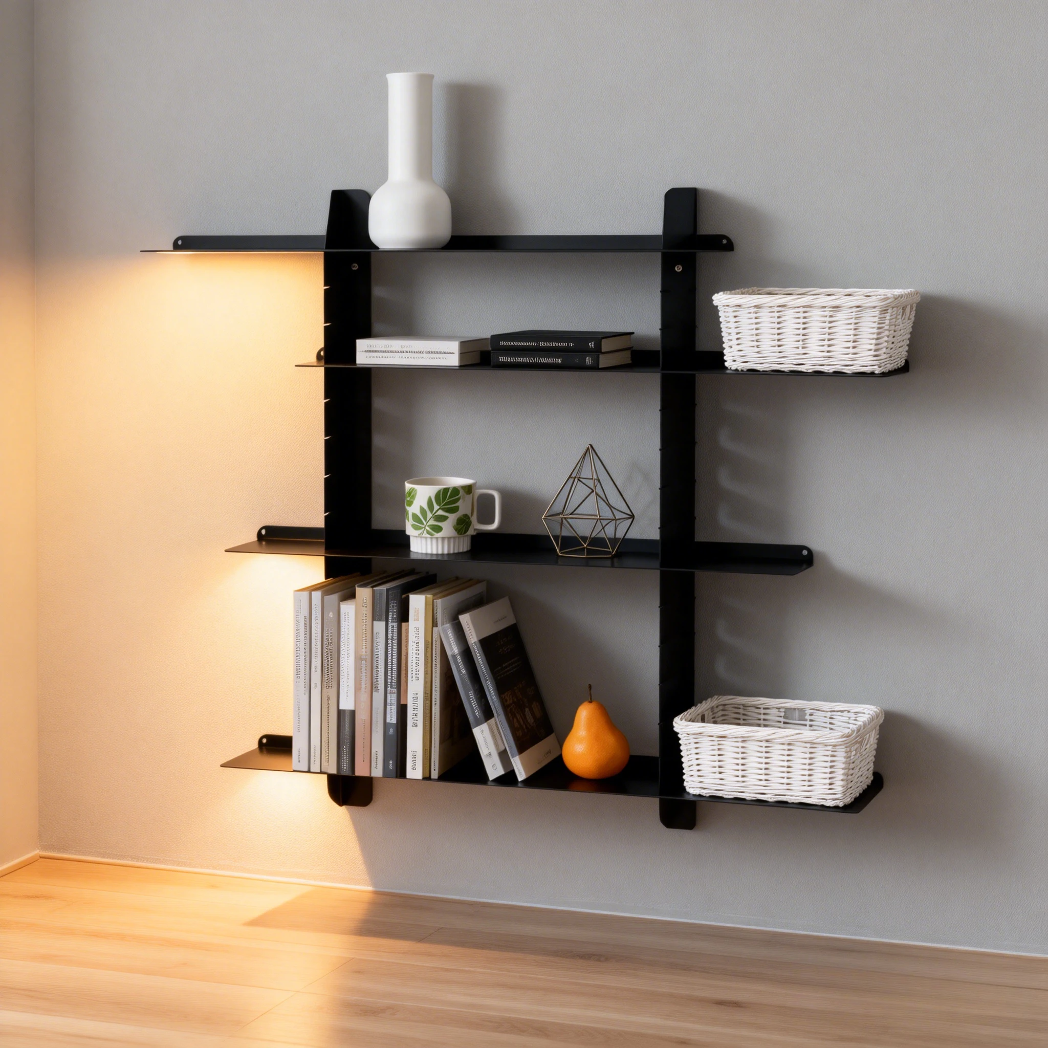 Wandmontiertes Industrielles Schweberegal, Ausziehbares Metall-Magazinregal, Minimalistisches Bücherregal, Wohnzimmer-Wanddekoration und Aufbewahrung