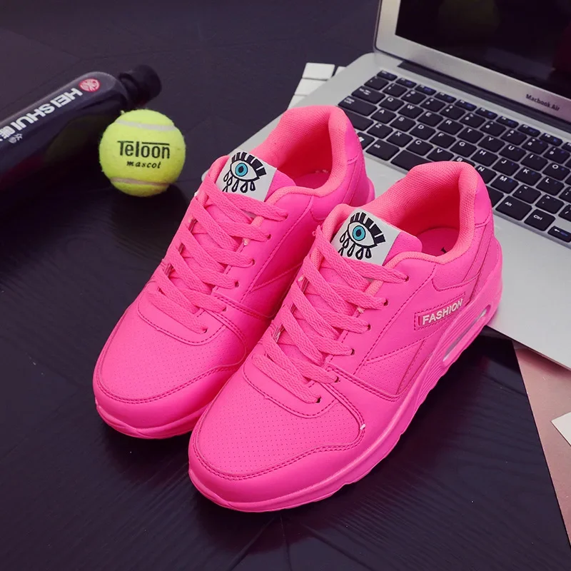 Frauen Mode Turnschuhe Air Kissen Sport Schuhe Pu Leder Blau Schuhe Weiß Rosa Outdoor Walking Jogging Schuhe Weibliche Trainer