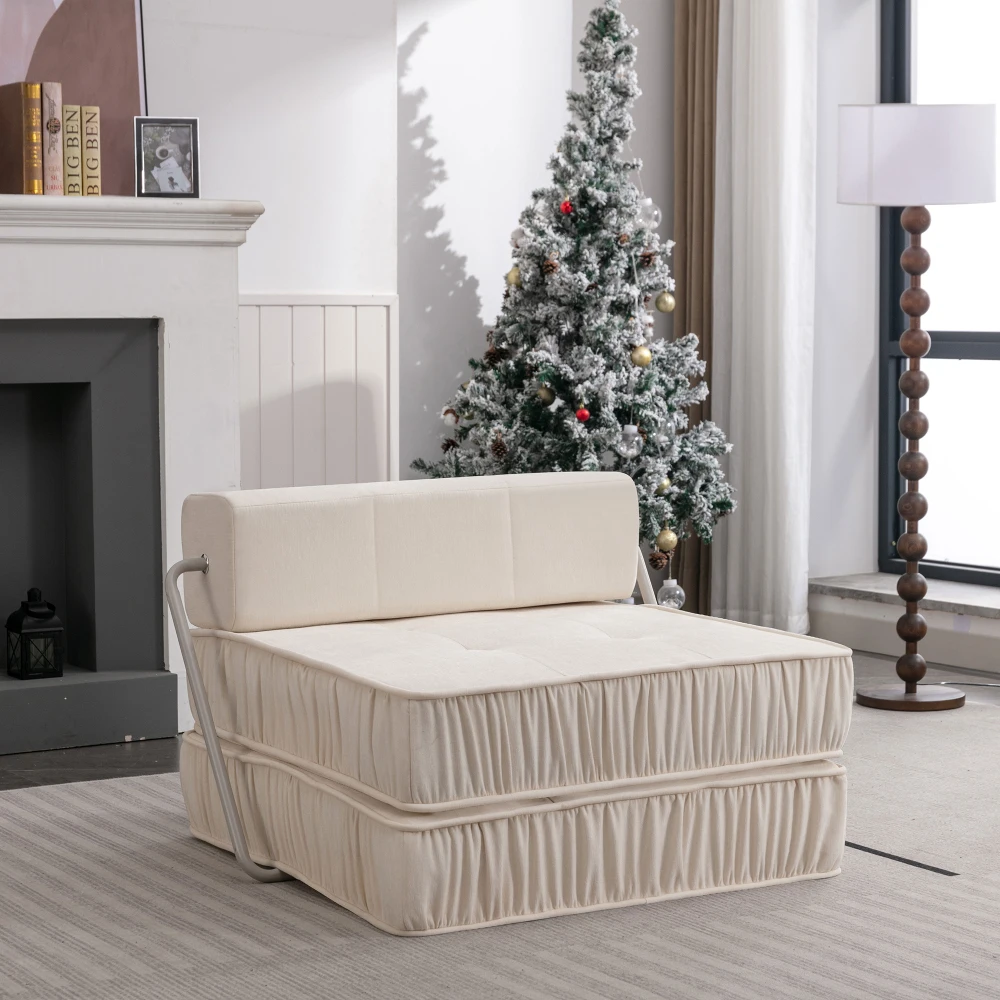 PINGGO Klappbares Sofa Futon Schlafsessel Konvertierbare Bodencouch Schlafmatratze Abnehmbares Rückenkissen für Wohnzimmer Image