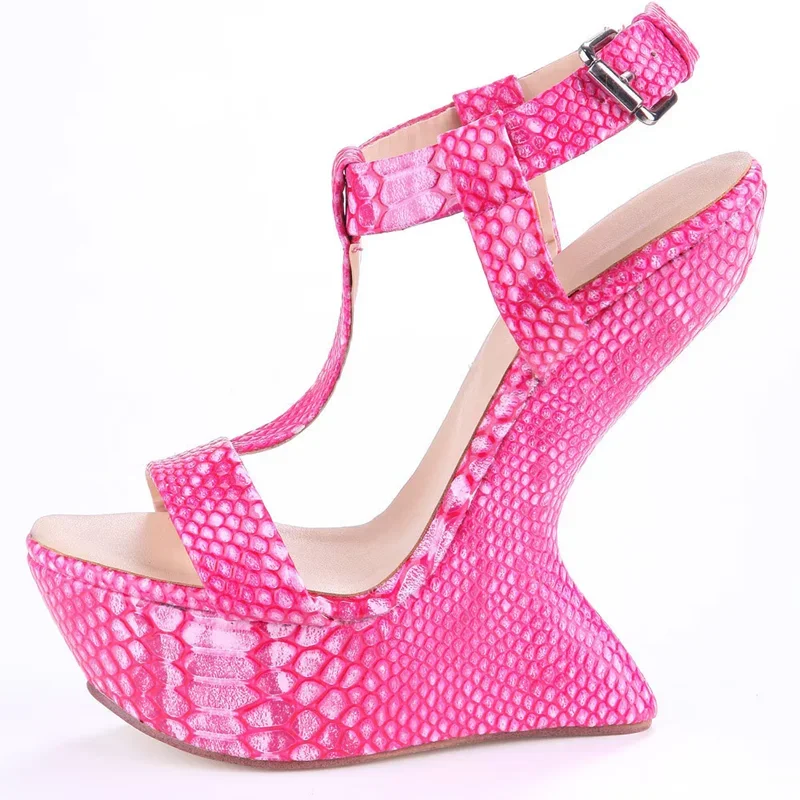 Platfrom Strange Style T-Riemen Sandalen Sexy Spitze Slingback-Schuhe mit Schnallenverschluss Maßgefertigt Neuheiten Mode Damen Moderne Schuhe