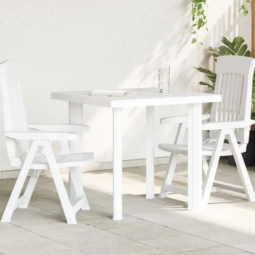 Weißer Gartentisch 80x75x72 cm, Kunststoff, modern, wasserfest, Gartentisch aus Holz, für Terrasse, Hof, Freizeit (nur Tisch)