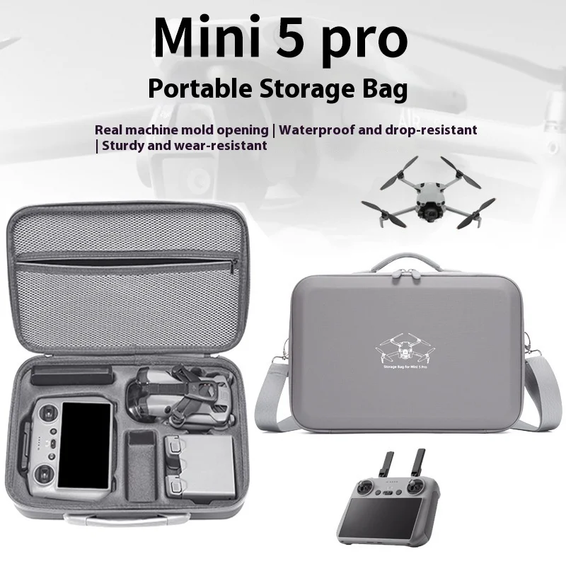 Mini 5 Pro RC 2-Hülle, große Kapazität, tragbare PU-Leder-Aufbewahrungstasche für DJI Mini 5 Pro Fly More Combo Drone RC2-Controller-Kit Image