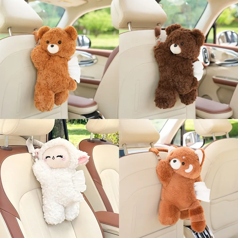 1pc Universal Auto Tissue Aufhänger Puppe Nette Kreative Hängen Tissue Halter Plüsch Fahrzeug Tissue Fall Papier Box