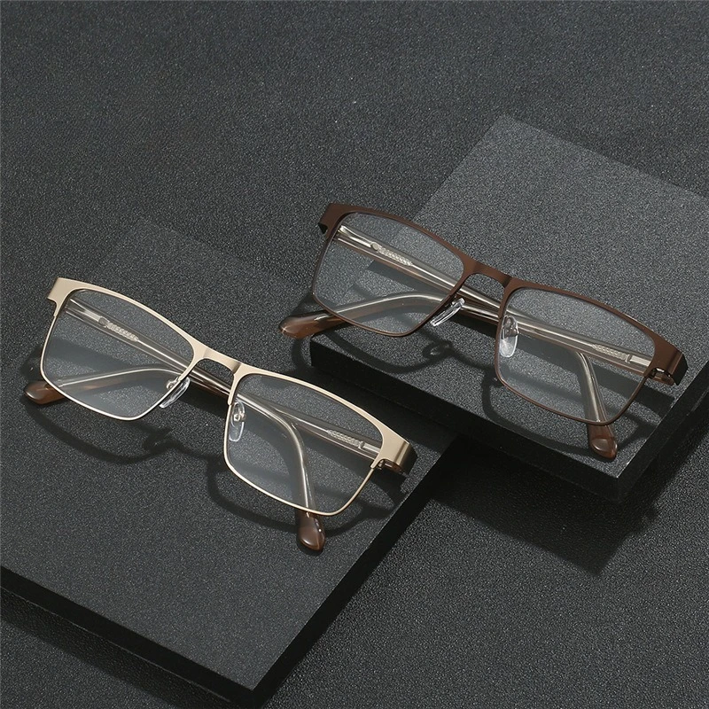Modische klassische Lesebrille für Herren, Anti-Blaulicht-Presbyopie-Brille, hochauflösende Retro-Business-Lesebrille Image
