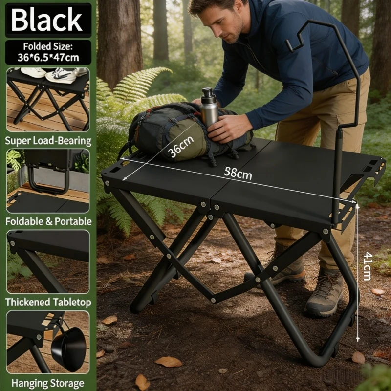 Tragbarer Klappbarer Picknicktisch für Strand und Camping mit Hohlrand-Design zum Aufhängen, Praktisch für den Haushalt Image