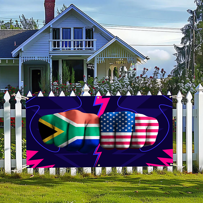 India vs South Africa Matchup Fist Clash National Flags Garage Door Banner Mural 2026 Sports Championship Tournament Outdoor House Yard Decor Fan Celebration Backdrop Large Hanging Sign