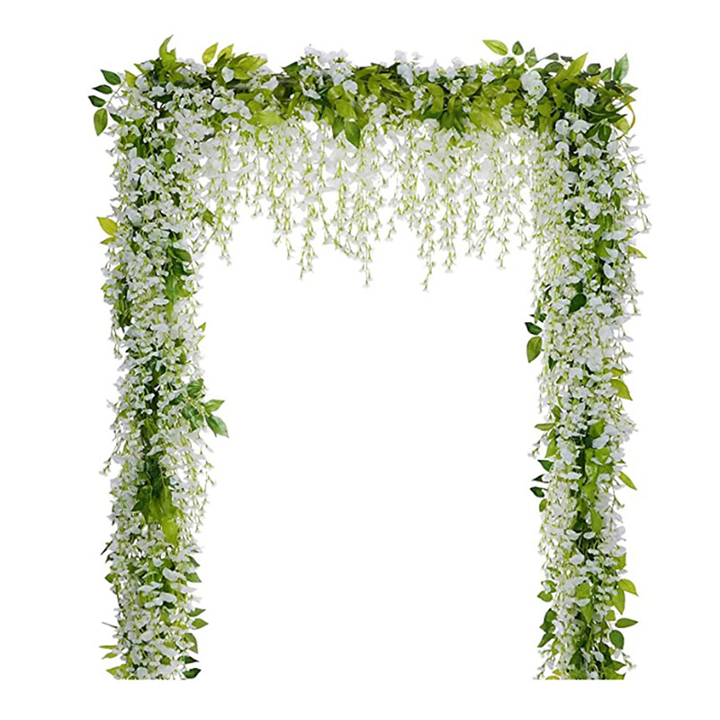 Wisteria Artificial Flowers Garland, 200Cm/79 Artificial Wisteria Vine Silk Hanging Flower For Home Garden Outdoor Ceremony Wedding Arch Floral Decor