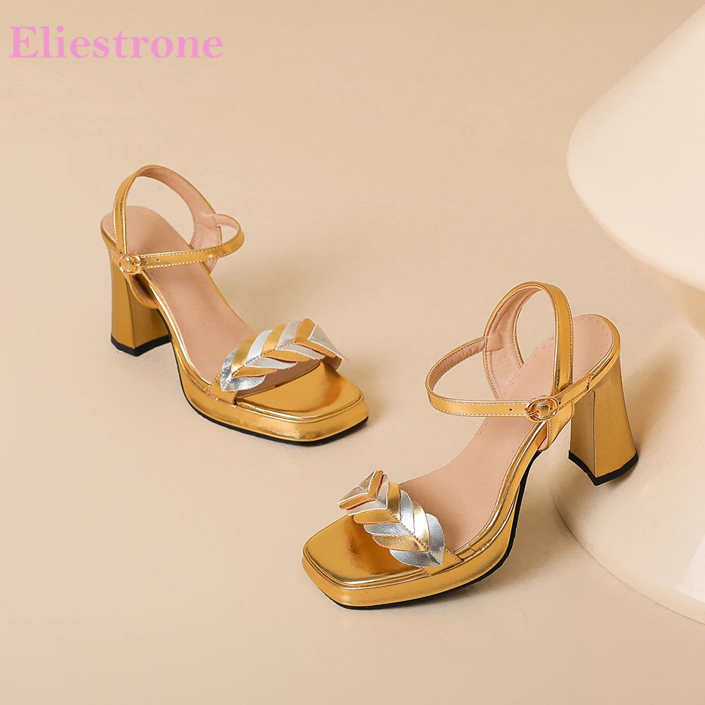 2025 Summer Mature Gold Silver Women Slingback Sandals Platform 9cm Hight Heels Office Lady Party Shoes Plus Big Size 44 46
