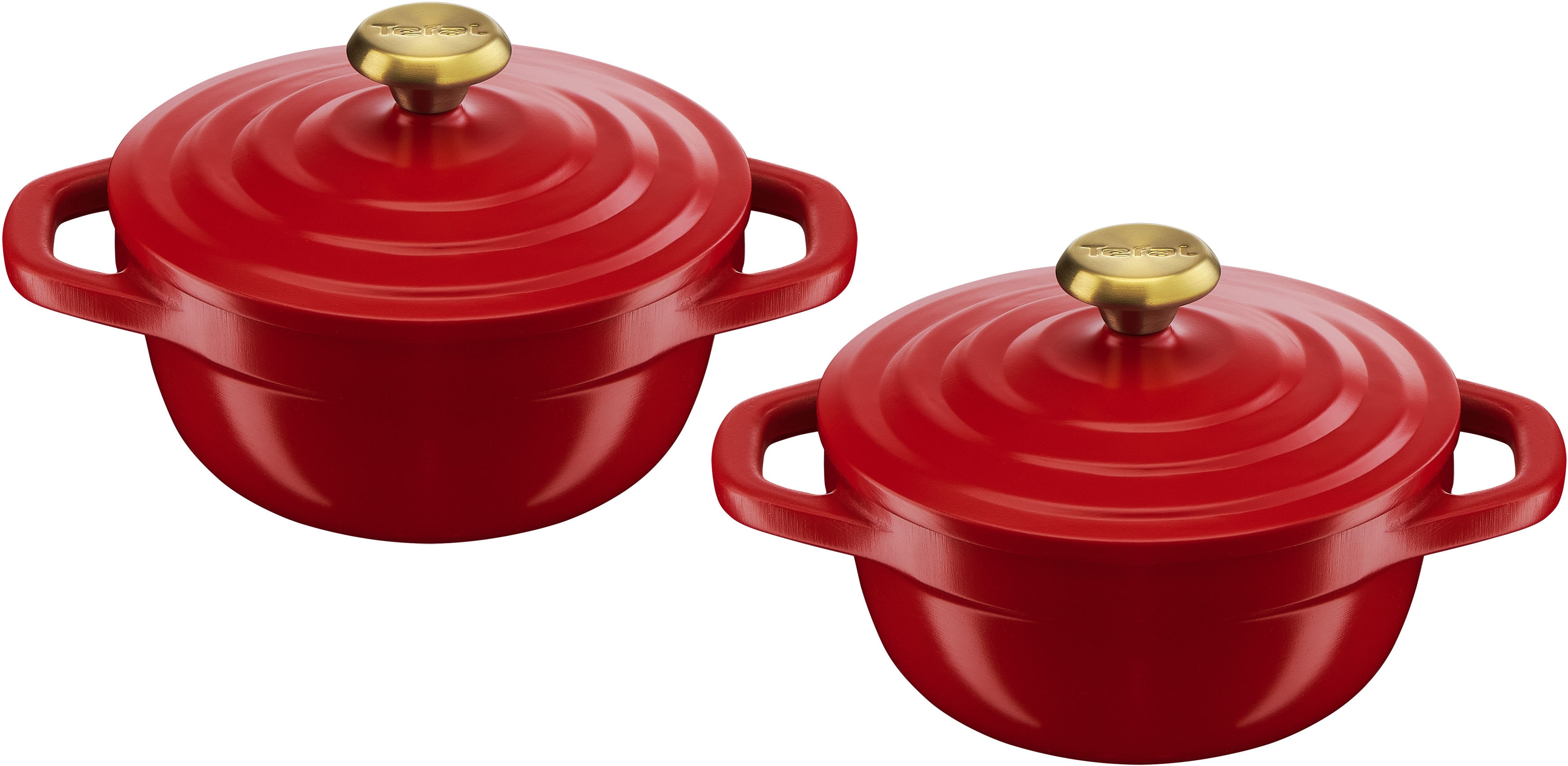 Topf-Set TEFAL "Air", rot, B:16,3cm H:8,8cm L:26,3cm Ø:11cm, Töpfe, 2-tlg., 11 cm, Keramikversiegelung, Kondensationsdeckel, backofenfest Image
