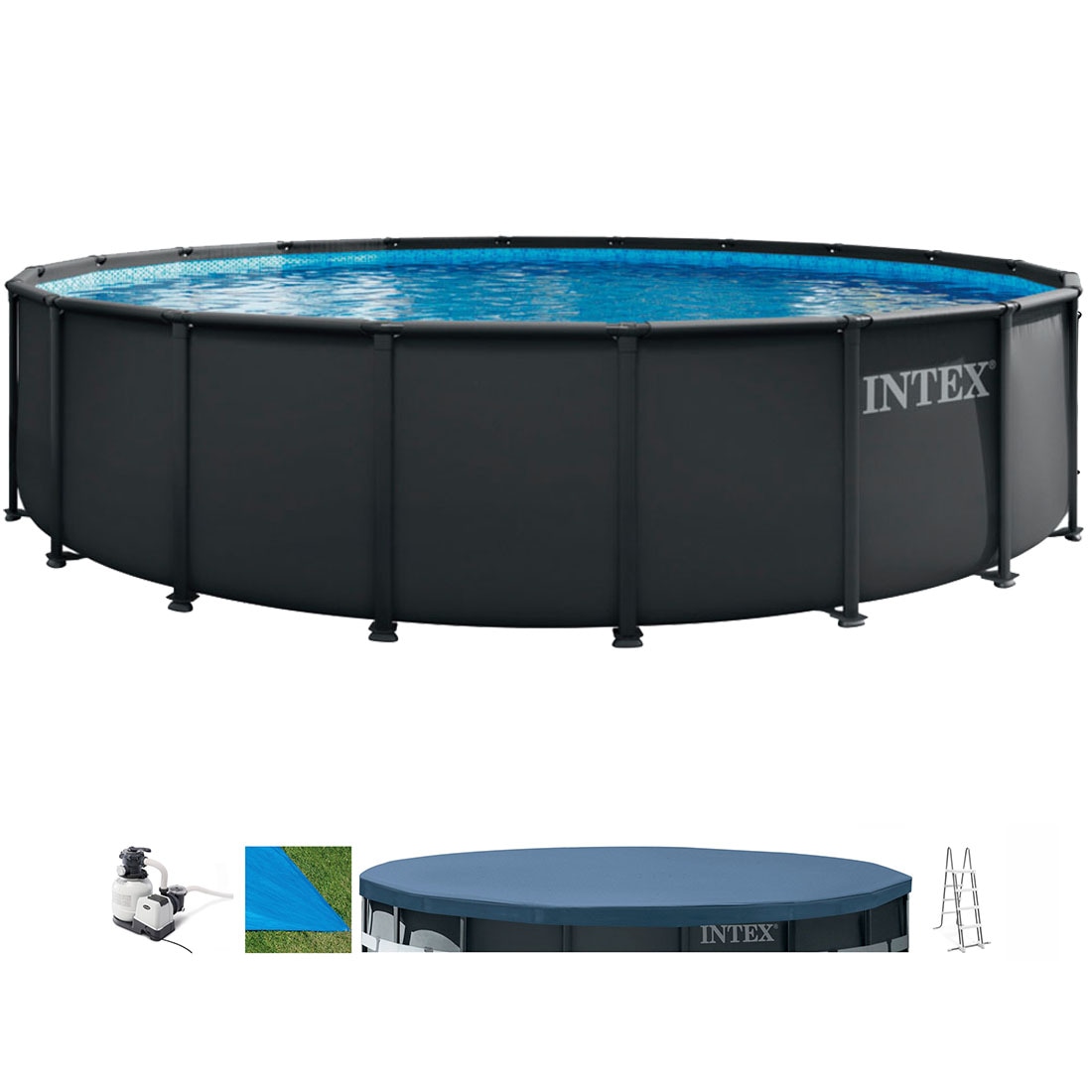 Framepool INTEX "»Ultra XTR Frame«", grau, blau, H:122cm Ø:610cm, Schwimmbecken, ØxH: 610x122 cm Image