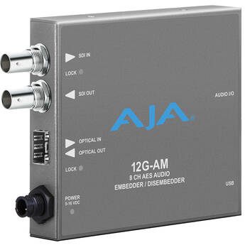 AJA 12G-SDI 8-Channel AES Audio Embedder/Disembedder with Fiber Options 12G-AM