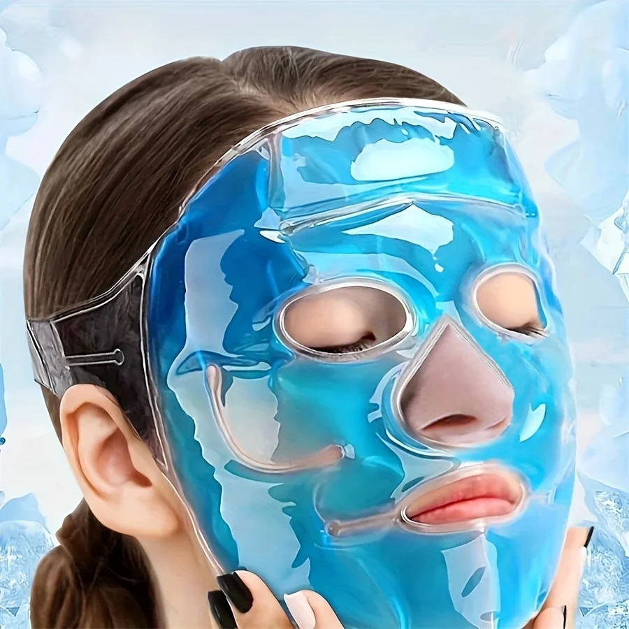 Masque en gel réutilisable 1 pièce - Compresse froide pour soins du visage, soin du visage à double température et soulagement du stress, outil d