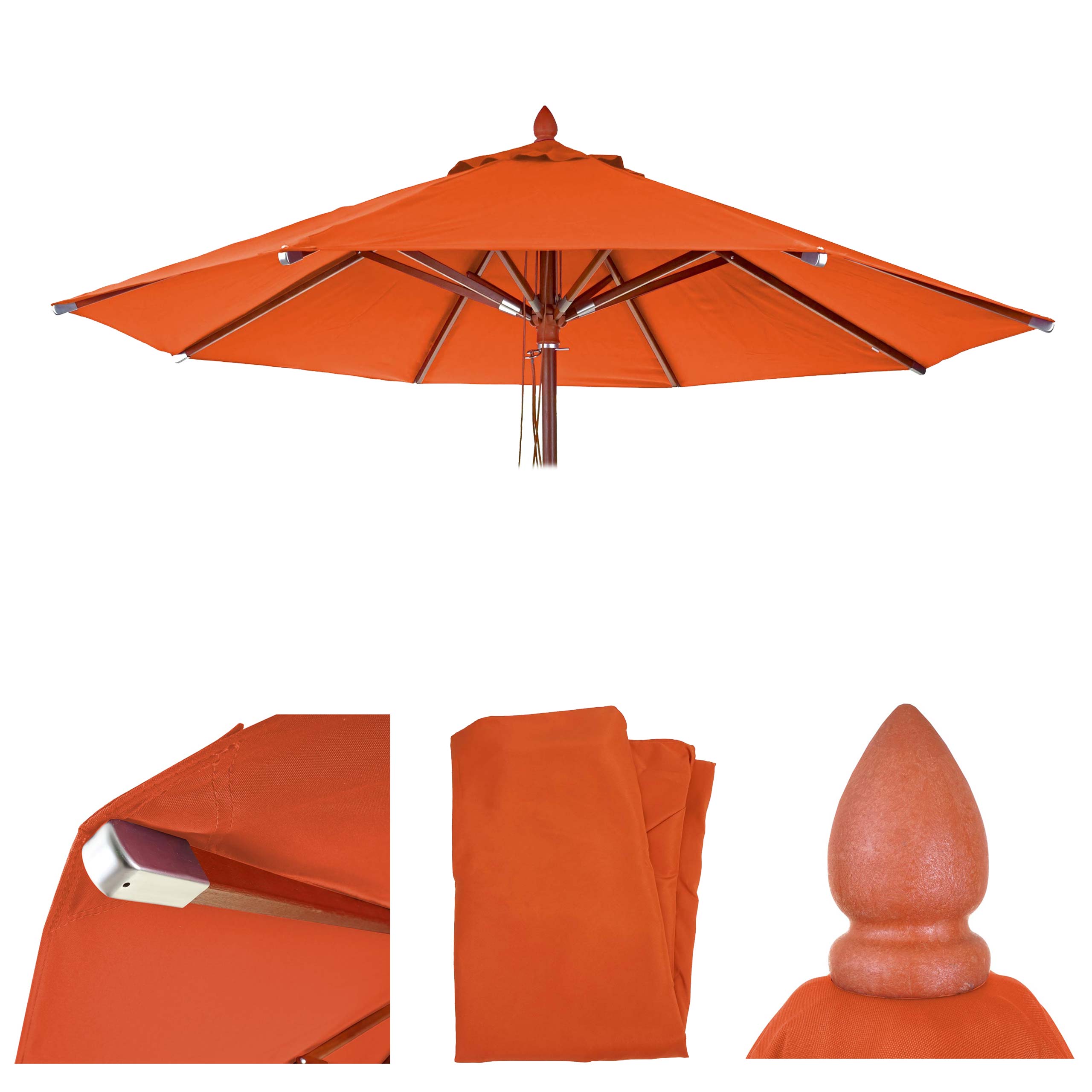 Ersatz-Bezug für Gastronomie Holz-Sonnenschirm HWC-C57, Sonnenschirmbezug, rund Ø3m Polyester ~ terracotta Image