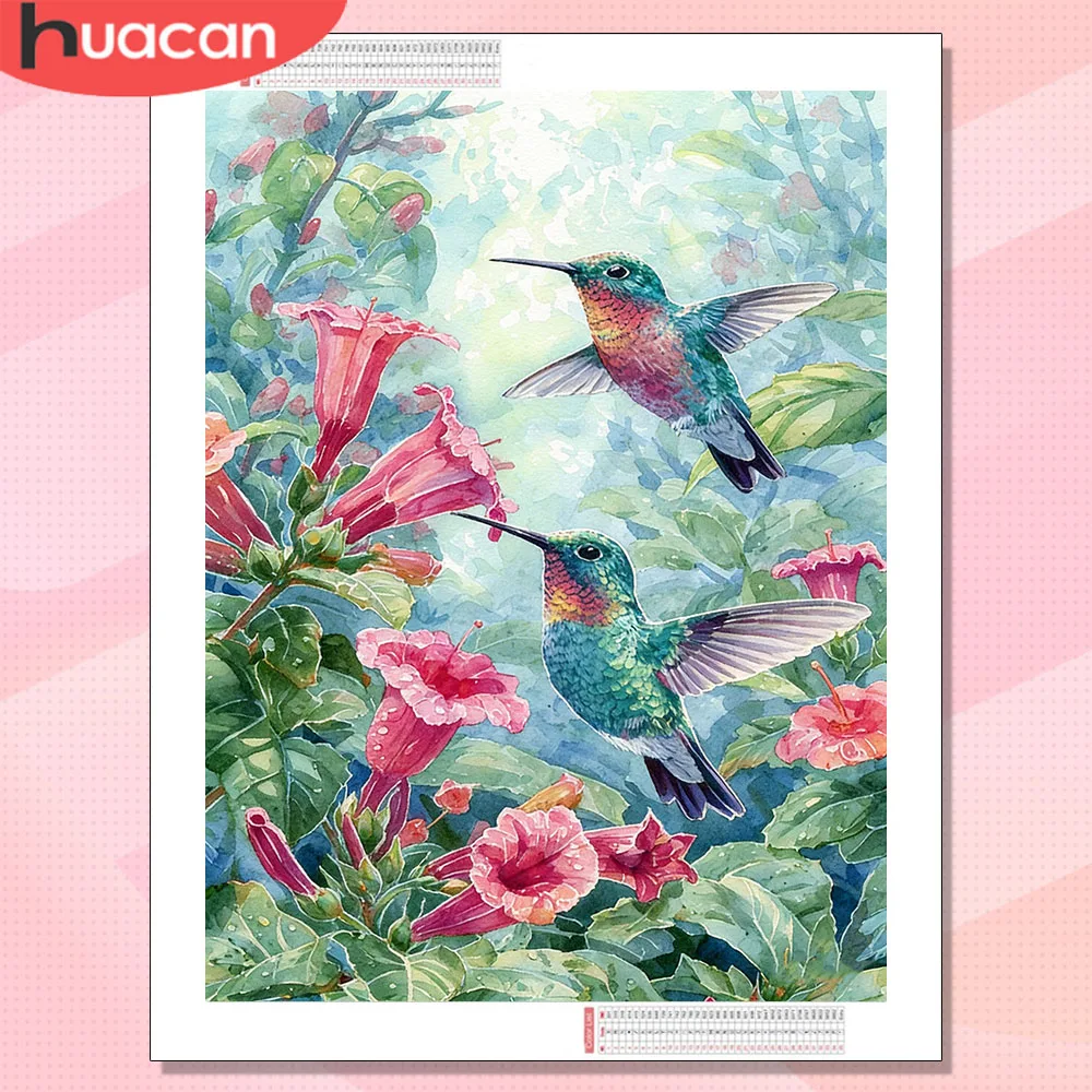 HUACAN Diamantkunst: 5D-Blumenbild „Morgenblume“ mit quadratischen Harzperlen, vollflächig bestickt, handgefertigt für Heimdekoration Image