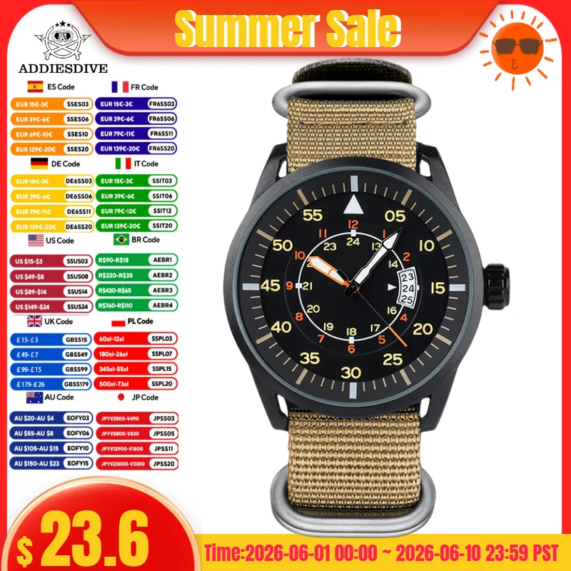 ADDIESDIVE Männer Leuchtende Uhr 5Bar Wasserdicht Hohe Qualität Nylon Strap Armbanduhr Männer Quarz Armbanduhren Relogio Masculino Image