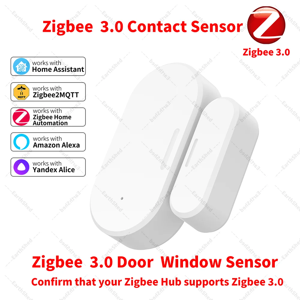 Zigbee 3.0 Tür- und Fenstersensor, Kontaktsensor, Zigbee-Hub erforderlich, funktioniert mit Home Assistant, Yandex, ZHA, Zigbee2MQTT, Alexa Image