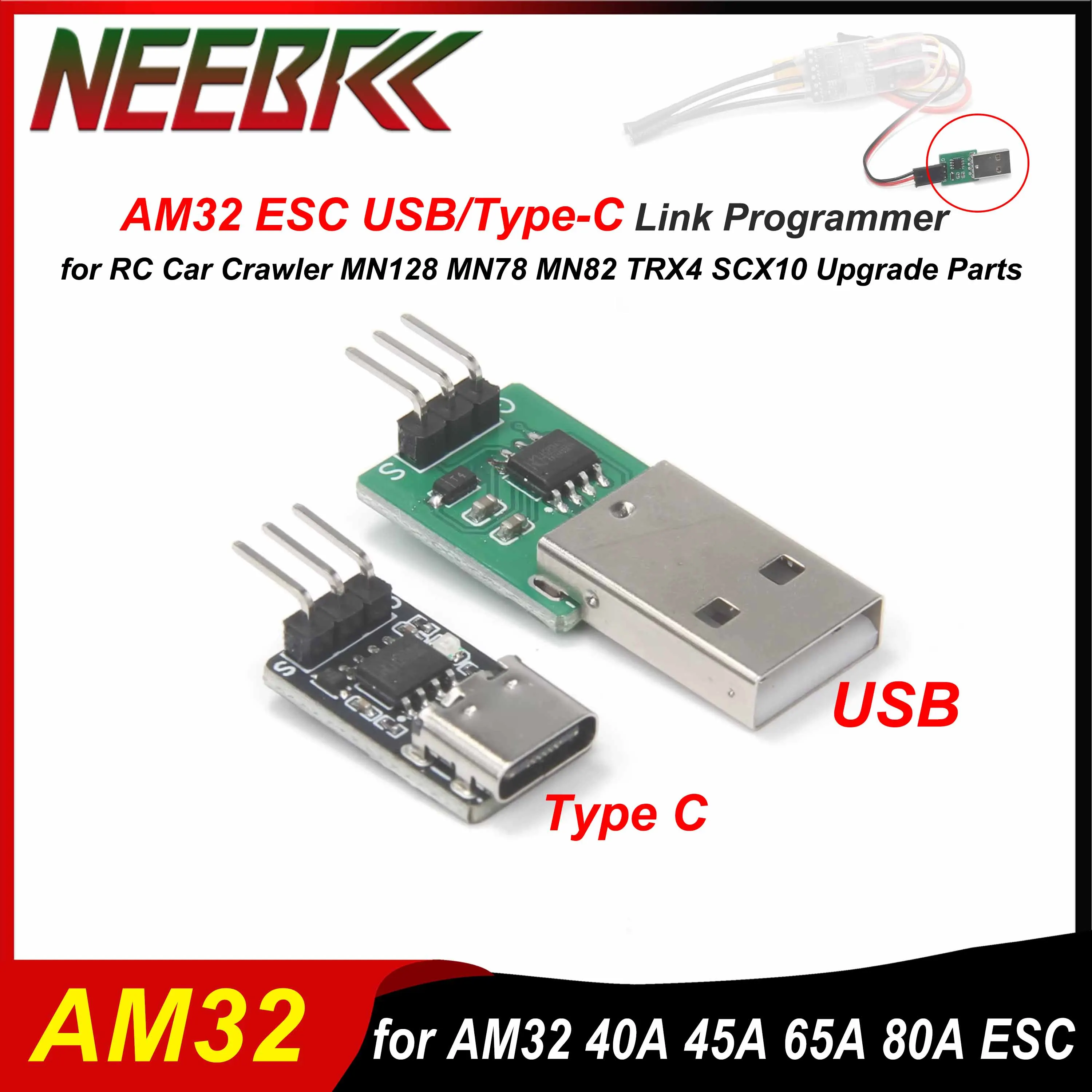 NEEBRC AM32 ESC USB/Typ-C Link Programmierer Param Adapter für RC Auto Lkw Crawler Modell MN82 MN99S MN168 MN78 TRX4 SCX10 Teile Image