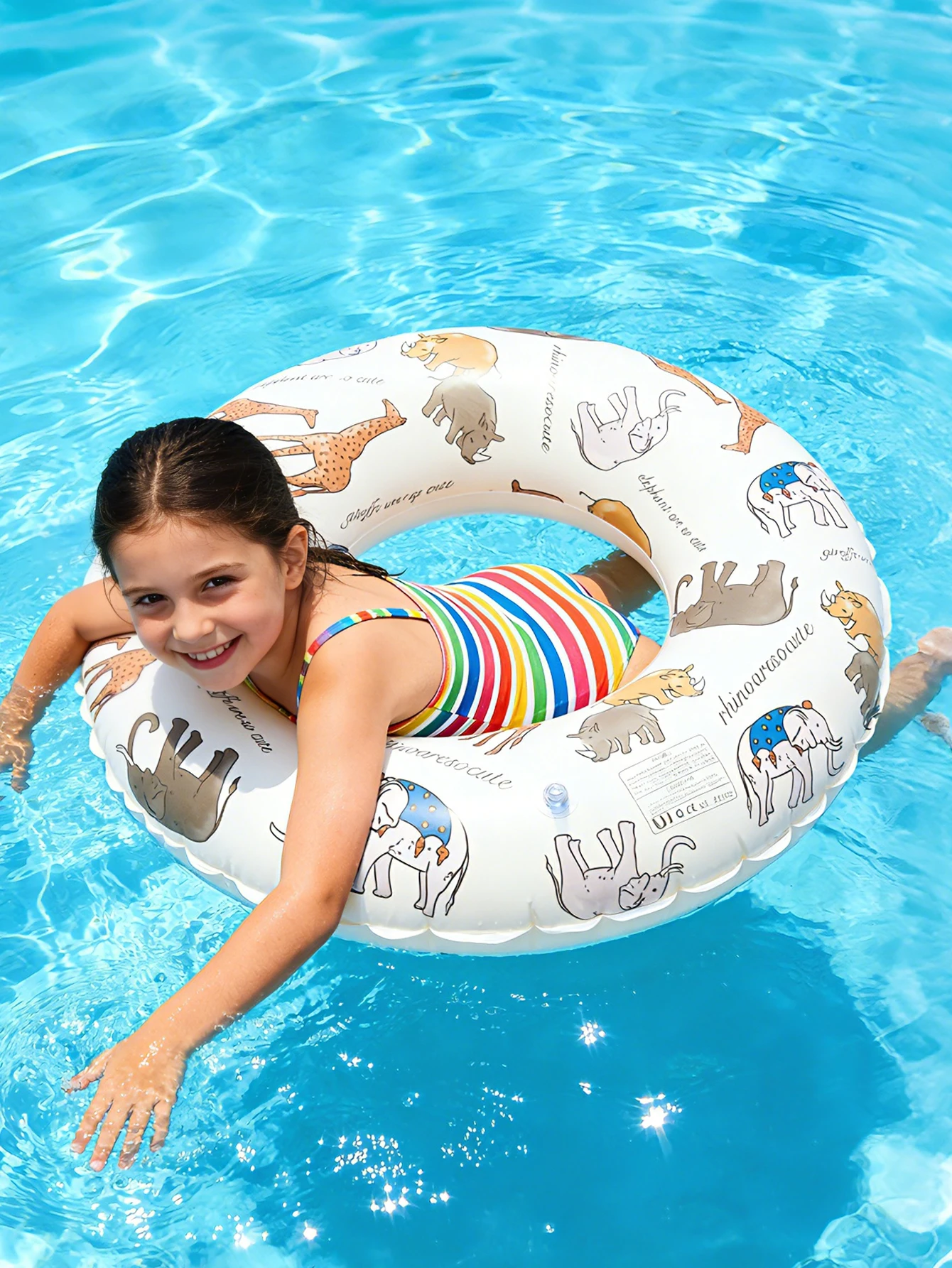 1 Stück aufblasbarer Schwimmring mit Tiermotiven: Schwimmringe mit niedlichen Tieren, perfekt als schwimmendes Spielzeug für Strandpartys Image