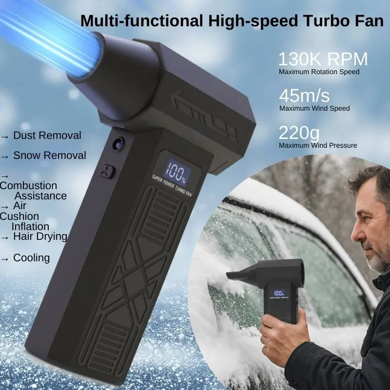Industrieller Turbo-Staubbläser: 40-120K U/min 4-Gang, Saug-/Blasmodi, Lange Akkulaufzeit, Tragbar & Kabellos für Auto/Haus/Elektronik Image