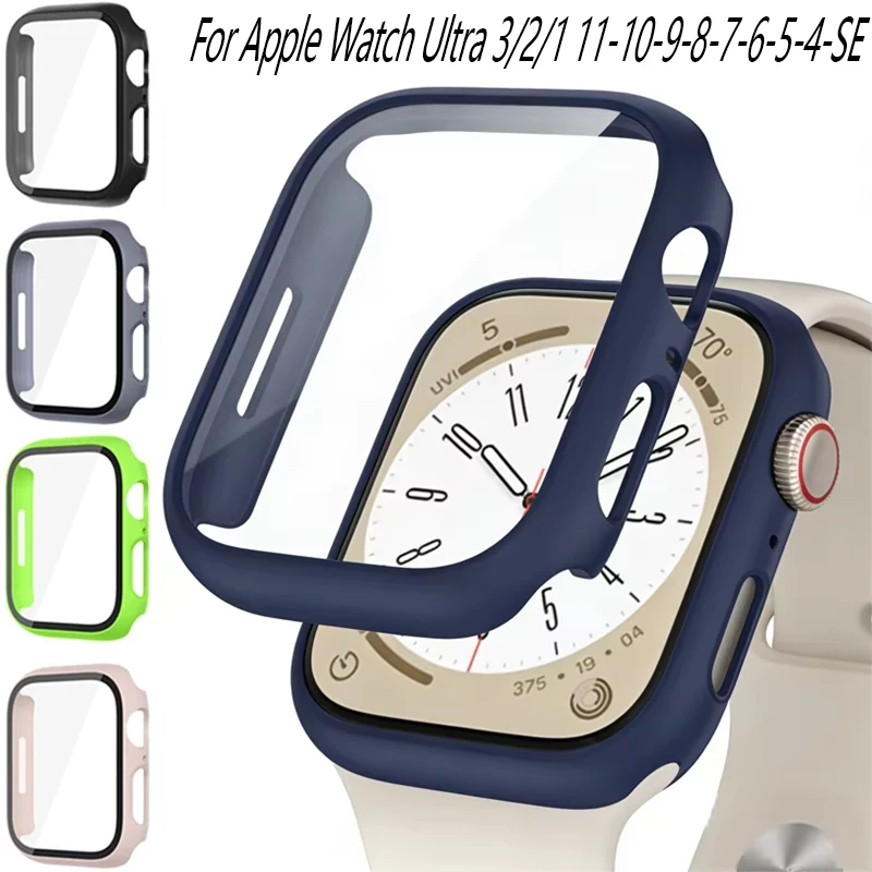 PC-Gehäuse + Displayschutzfolie für Apple Watch Ultra3-2-1 11 10 46mm 42mm Hartschalen-Schutzhülle iWatch 9 8 7 6 5 4 SE 45mm 44mm Image