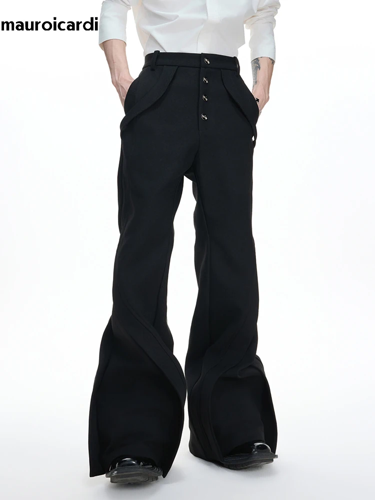 Mauroicardi Frühling Herbst Coole Lange Schwarze Gerade Hosen für Herren Hochgeschnittene Lockere Weiße Emo Alternative Kleidung Hosen 2026 Image
