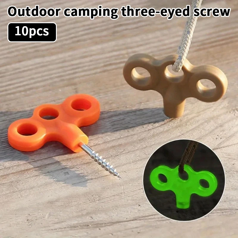 10 Stück Multi-Seil-Befestigungs-Bodennägel, Edelstahl-Bodenanker für Camping, Wandern, Trampolin, Zelte, robust, für den Außenbereich Image