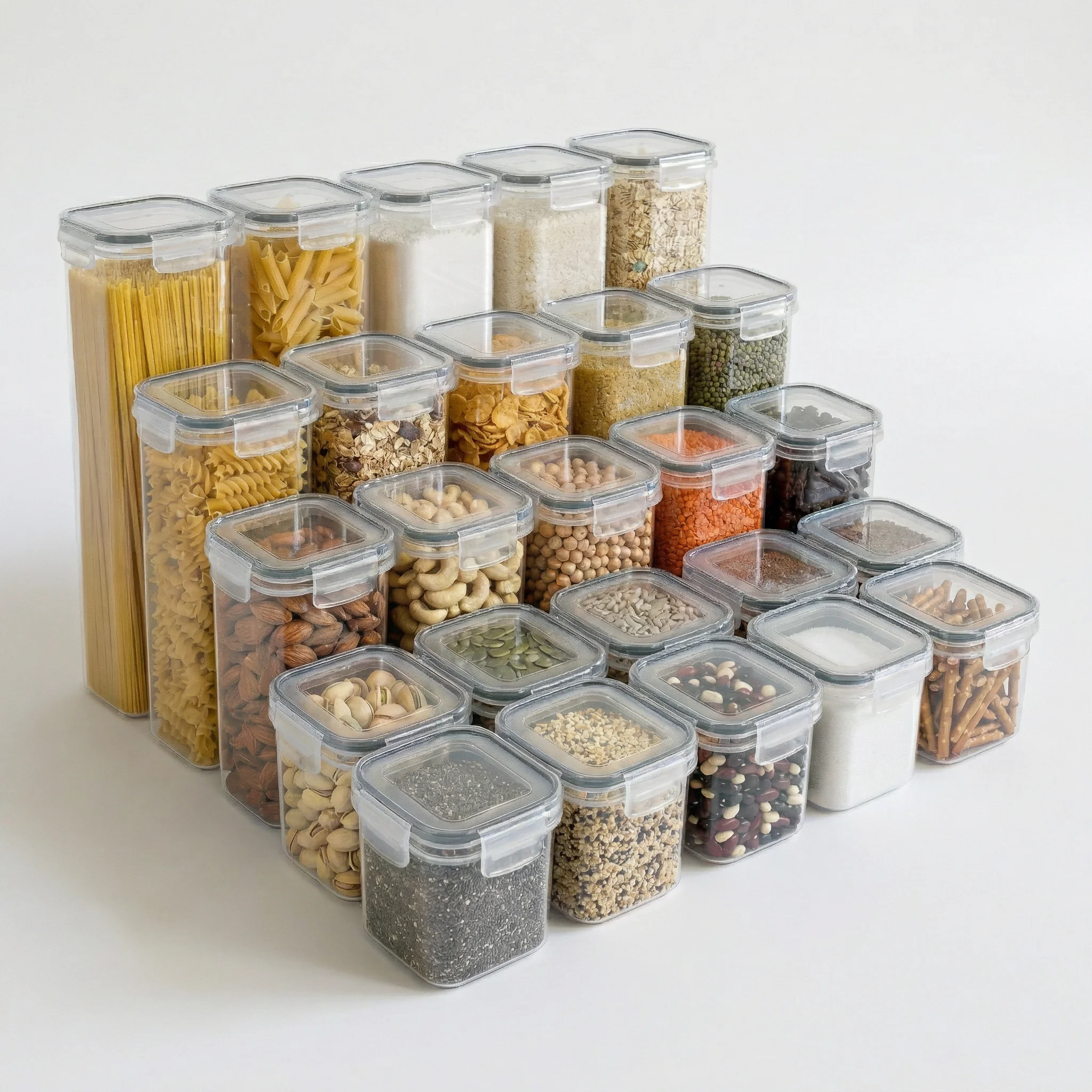 Vorratsdosen mit Deckel Luftdicht 25er Set, Stapelbare Aufbewahrungsbox Küche für Mehl, Spaghetti & Müsli, BPA-Freie Plastikbehälter für Apothekerschrank & Vorratskammer (0.8L bis 2.8L)