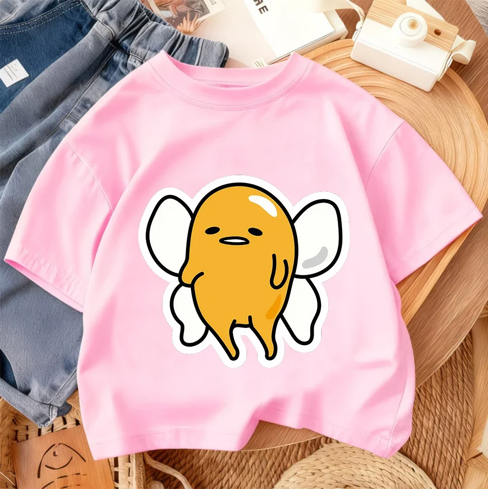 Sommerliches Freizeitkleidungsstück, süßes T-Shirt mit Rundhalsausschnitt und Cartoon-Muster für Kinder, Gudetama 3 14 Image