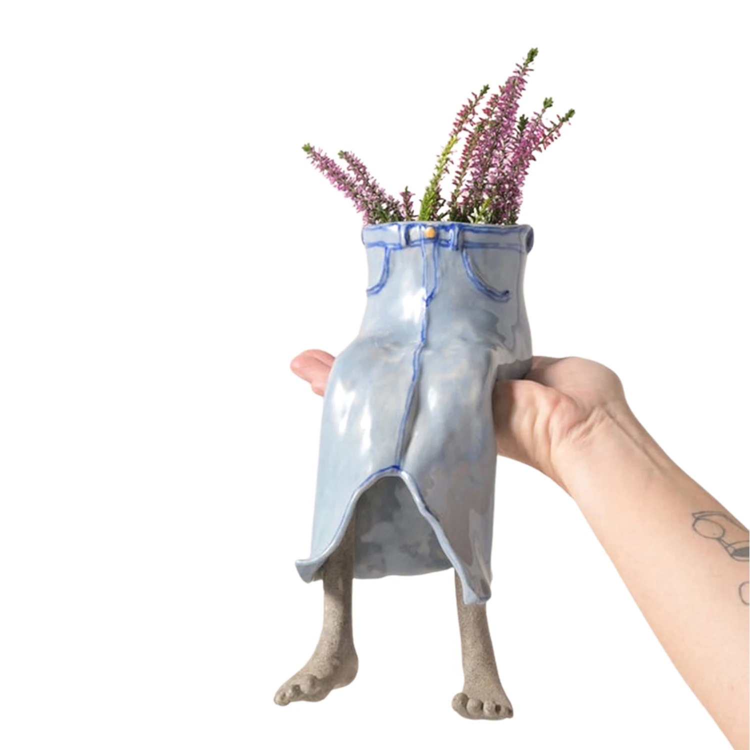 1 Stück Hängender Blumentopf mit Beinen, Kreativer Keramik-Blumentopf in Kleiderform, für Sukkulenten und Mini-Pflanzen, Tischdekoration Image