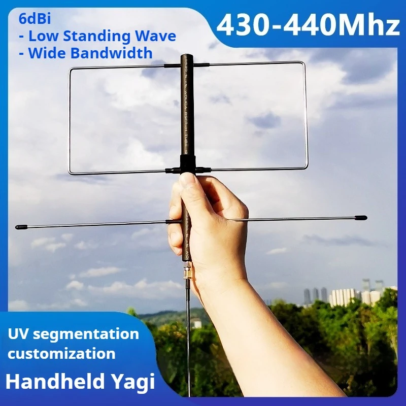 433 MHz tragbare kleine Yagi-Antenne + UV-High-Gain-SDR-Radio für den Außenbereich, tragbares Walkie-Talkie, gerichtetes 3 m langes Kabel SMA Image