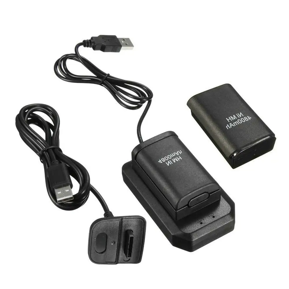 Hohe Qualität Xbox 360 akkus + ladegerät + USB kabel lade Batterie kit für Nintendo X box 360 wireless controller Image