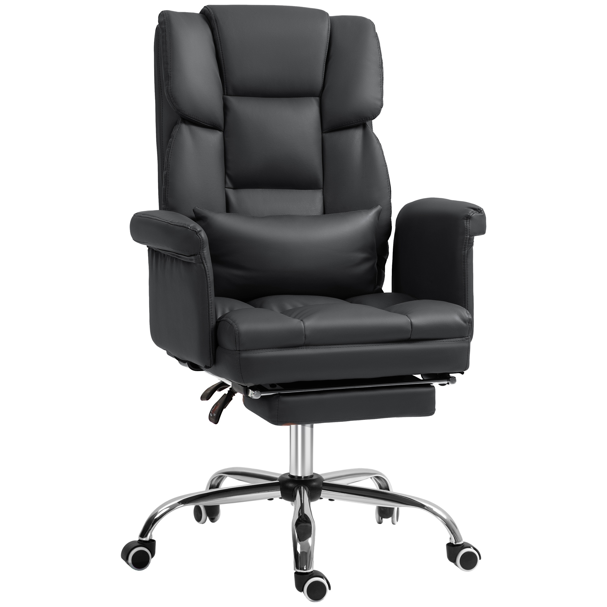 Executive Office Chair, PU Leather Ergonomic Office Desk Chair, Reclining and Swivel Chair with Footrest and Lumbar Support