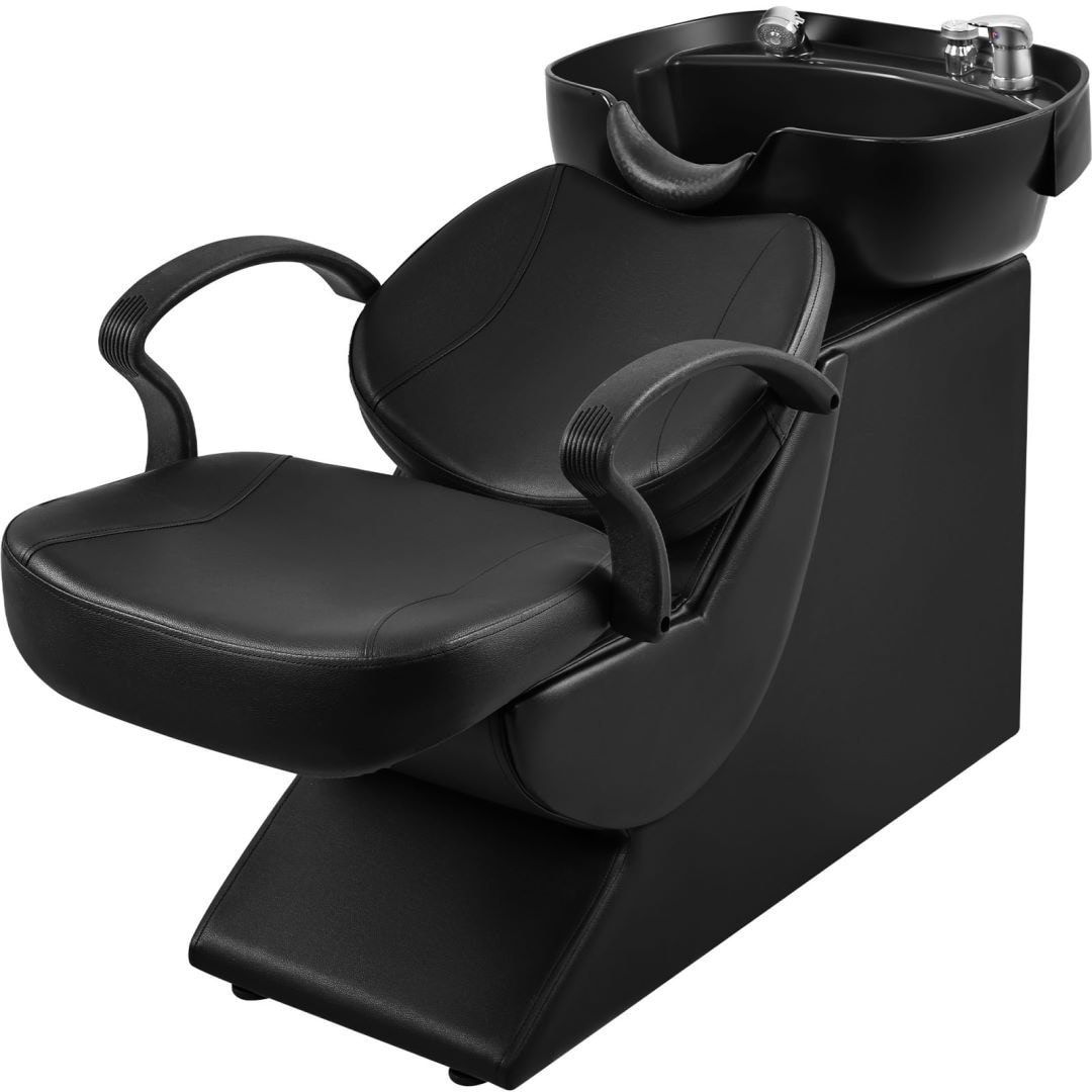 ABS Plastic Shampoo Bowl Sink Chair for Spa Beauty Salon - Black