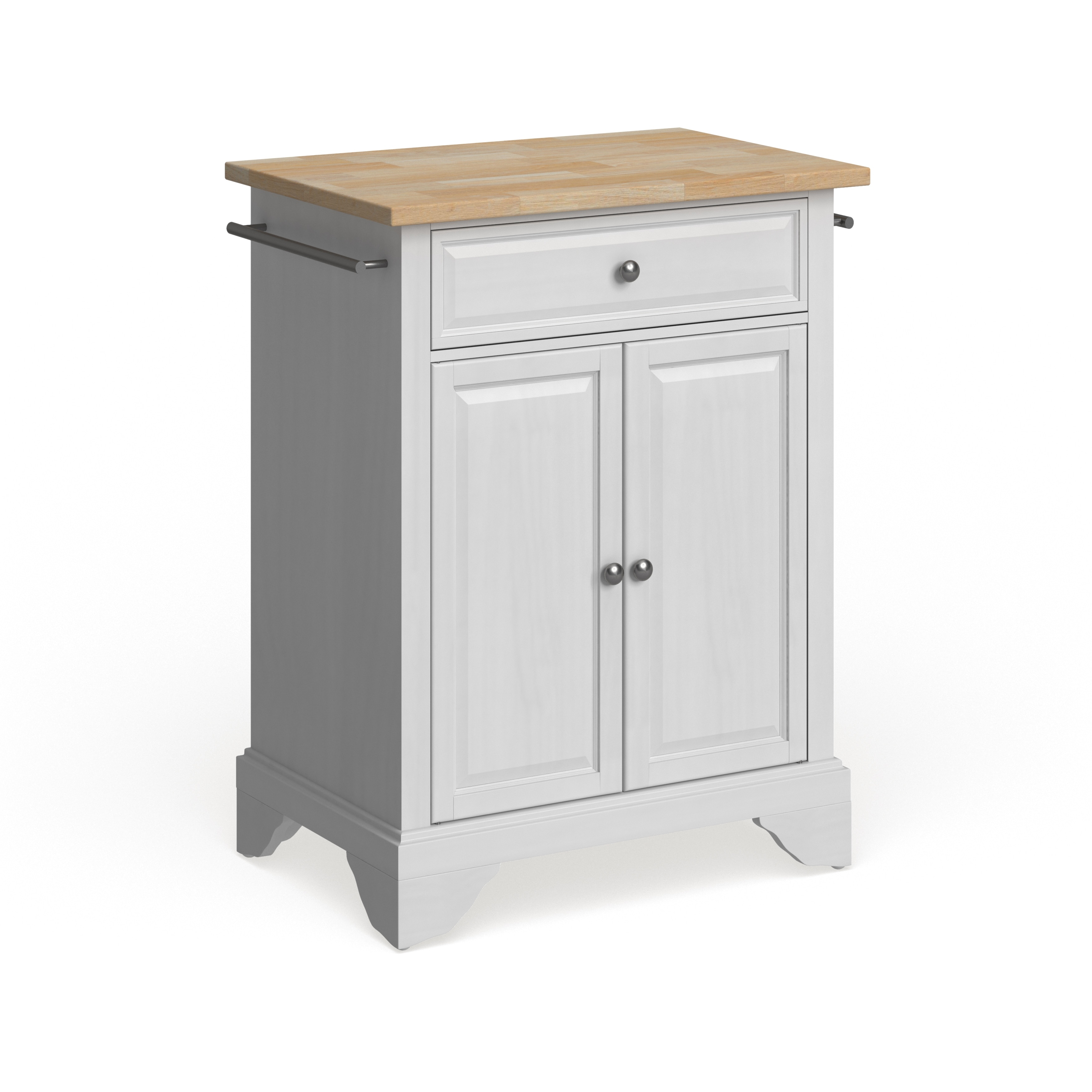 Crosley Lafayette Natural Wood Top Portable Kitchen Island in White Finish - 18"d x 31"w x 35"h
