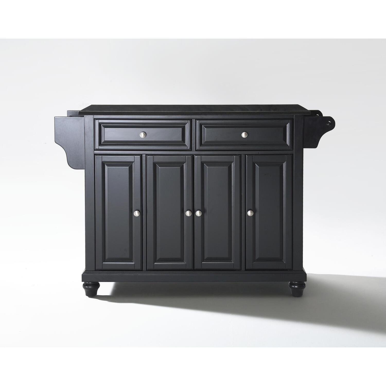 Kitchen Island Granite Top Full Size, Portable Kitchen Cart, Modern Kitchen Storage Island, White/Black - Black
