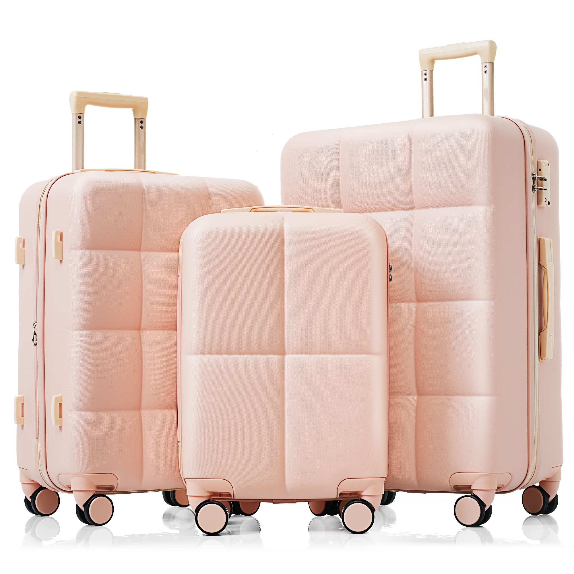 Luggage Set of 3, Airline Certified Carry-on Luggage with Cup Holder, ABS Hard Shell Luggage with Spinner Wheels