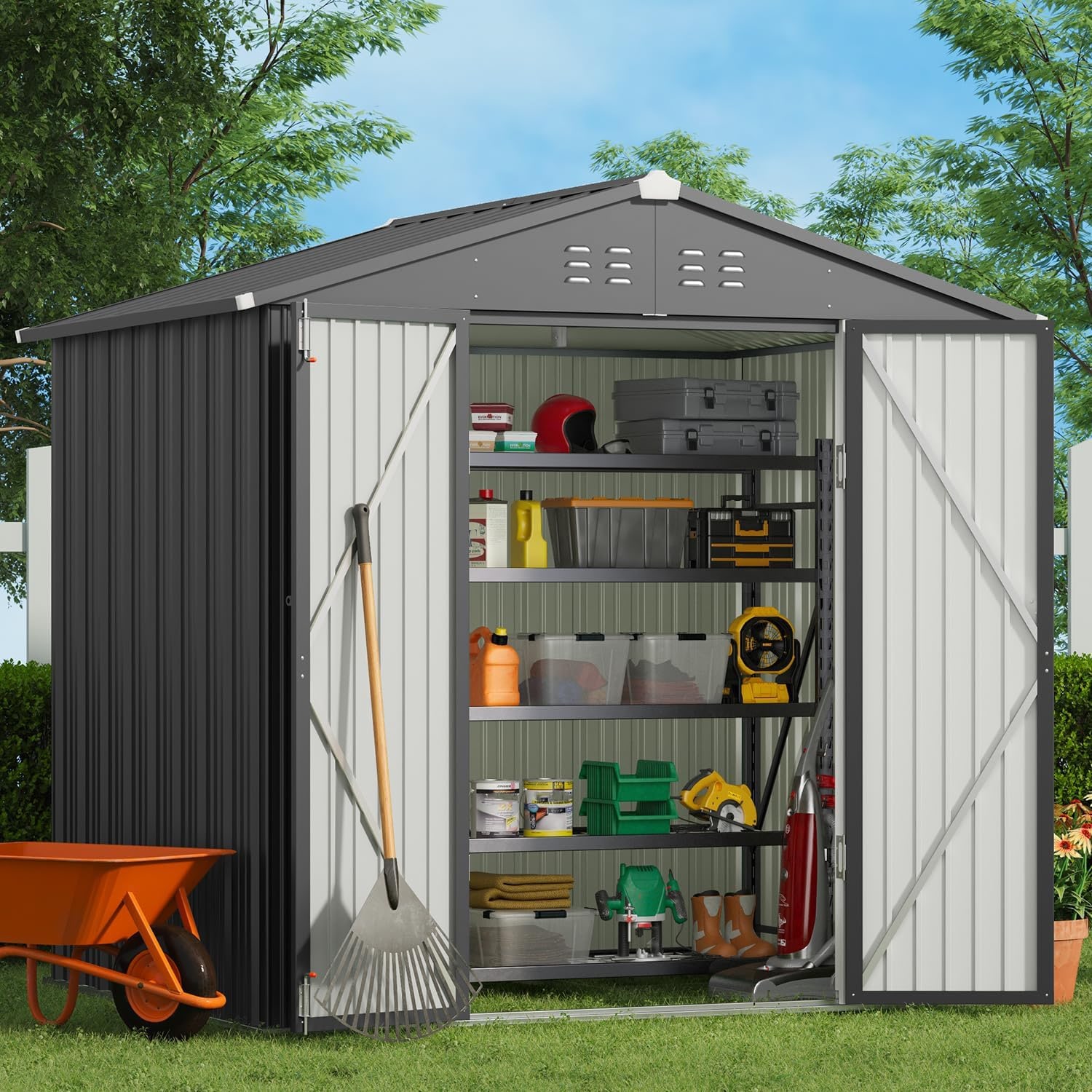 Metal Steel Tool Shed Storage House, Outdoor Tool Shed, Garden Storage Shed with Waterproof and UV Resistant