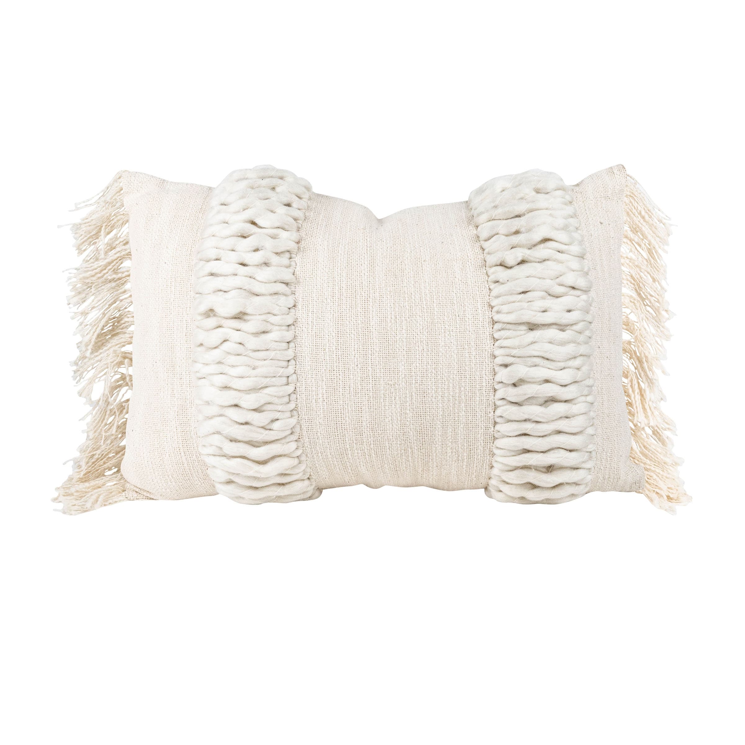 Foreside Home & Garden Textured Yarn White Filled Pillow