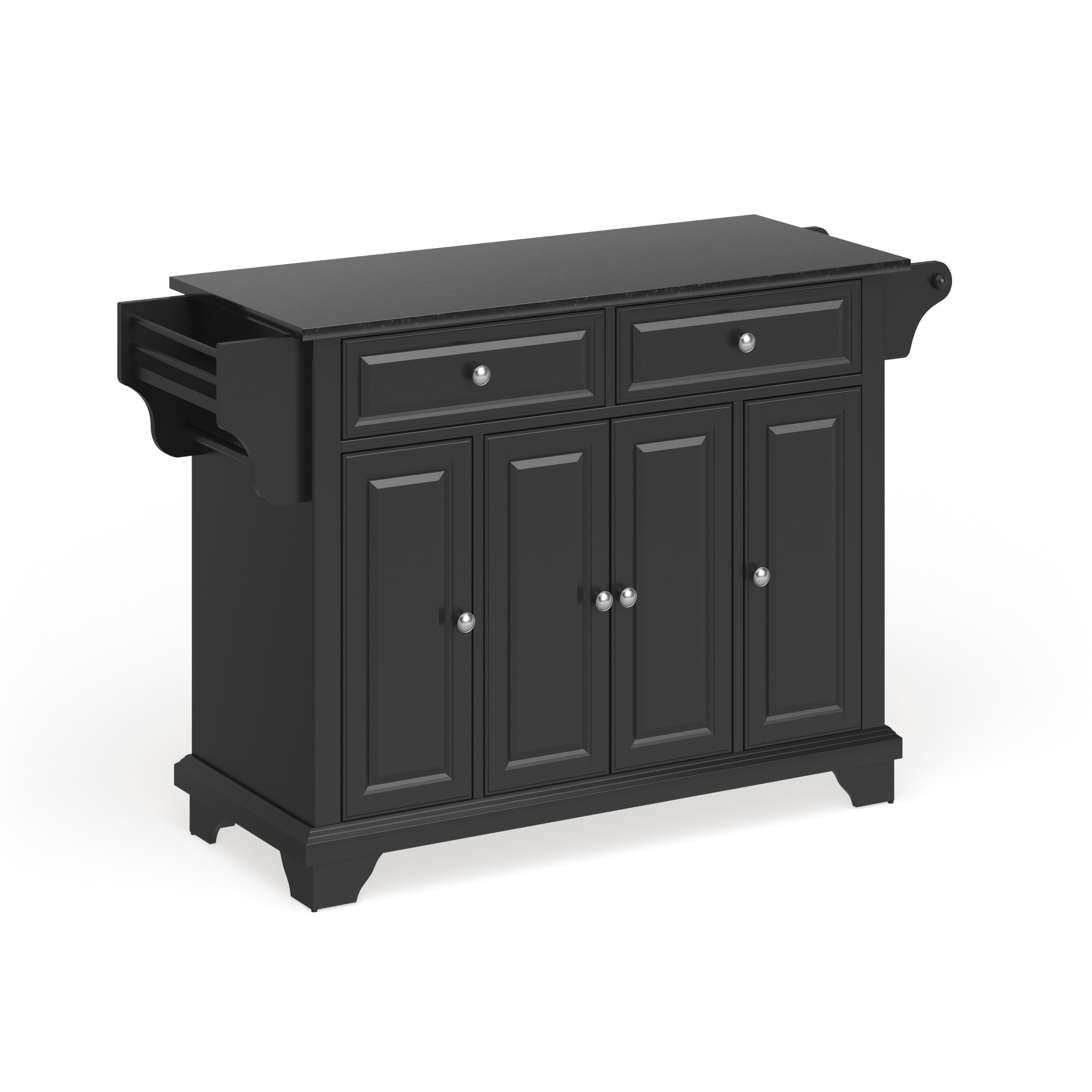Crosley Lafayette Granite Top Kitchen Island in Black Finish - 51.5"W x 18"D x 36"H