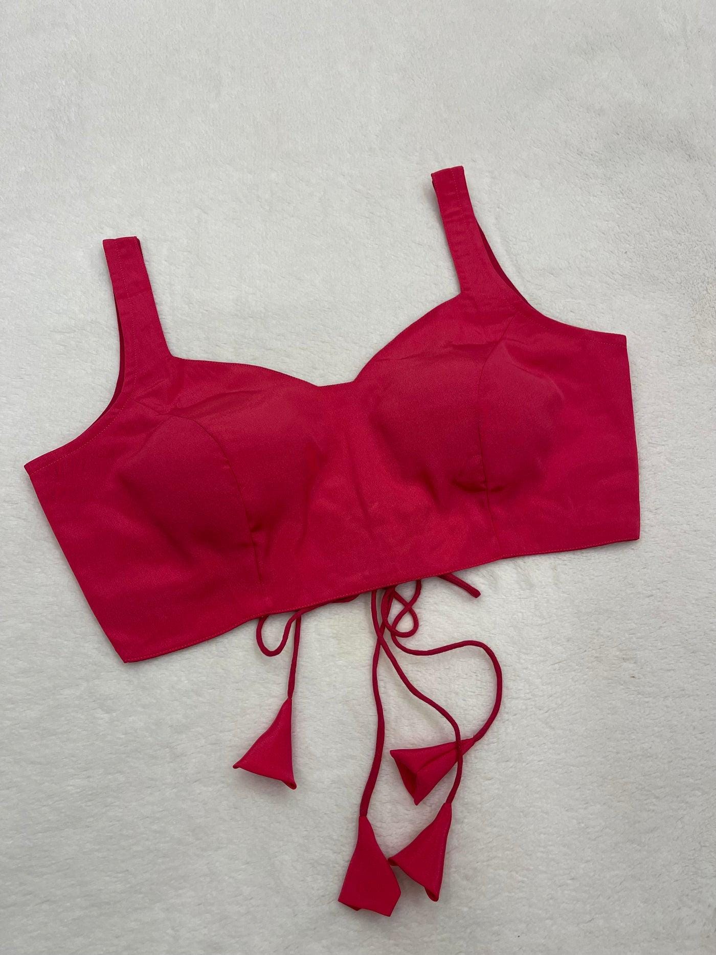 Camicetta in seta rosa, camicetta con scollo a V, camicetta senza maniche, camicetta con schiena Dori per camicetta Lehnga, camicetta Saree, camicetta