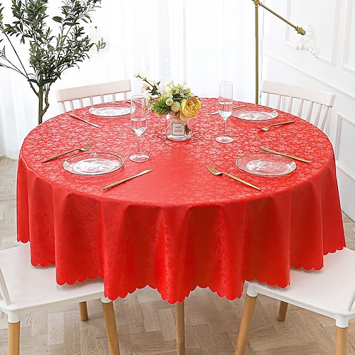Runde Tischdecke, Vinyl-Tischdecke, abwischbar, Frühlings-Tischdecke, Wachstuch, Bauernhaus-Picknick-Tischdecke im Freien für Hochzeitsessen Image