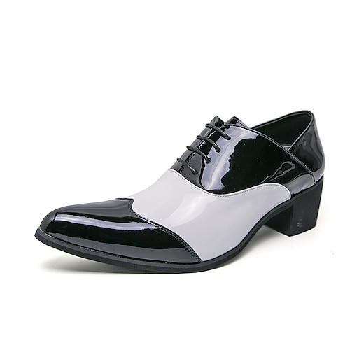 Herren-Oxfordschuhe aus blau-weißem Lackleder, Schnürschuhe, formelle elegante Schuhe, modisches Statement-Schuhwerk für Hochzeiten, Partys, Bankette, Bühnenauftritte und Abendveranstaltungen