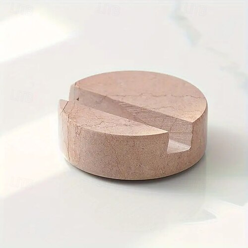 2er-Pack Handyhalterung aus Marmor für den Schreibtisch, runde Handyhalterung aus Naturstein, minimalistische, dekorative Smartphone-Halterung für Büro und Zuhause, kompatibel mit iPhone 17, 16, 15