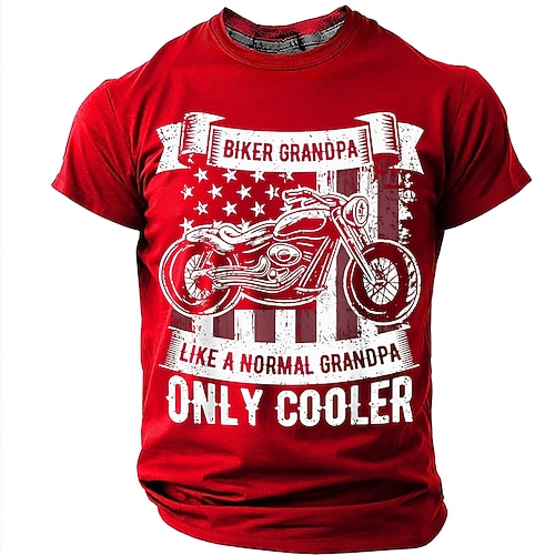 Biker-Opa – wie ein ganz normaler Opa, nur cooler: Herren-T-Shirt mit amerikanischer Flagge, Motorrad-Motiv, patriotischem Used-Look, Kurzarm, Rundhalsausschnitt, lässiges Designer-Shirt, Größen S, M, Image