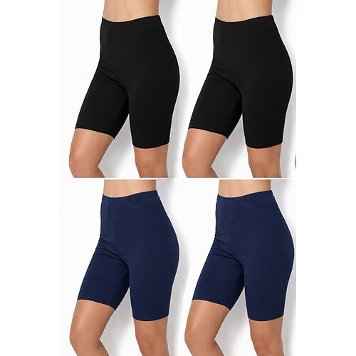 4er-Pack Damen-Chinos, Shorts und Leggings, bequeme Leggings für Urlaub und Streetwear, Basic-Teile, knielang, hoher Bund, schlicht, elastischer Bund, bequem, atmungsaktiv, dehnbar, Athleisure-Look, 4 Image