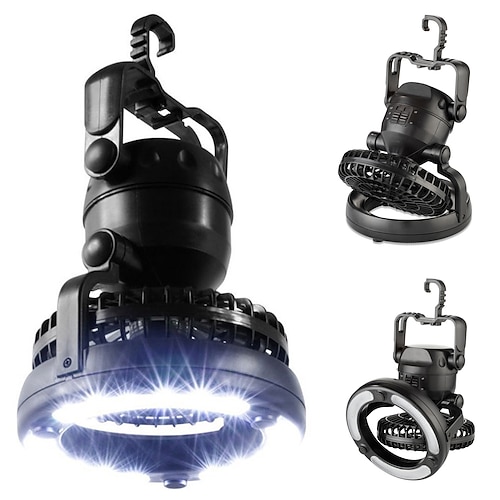 Tragbare LED-Campinglaterne mit Ventilator, Hängezeltleuchte für Outdoor-Wanderungen und Trekkingtouren, batteriebetriebenes 2-in-1-Gerät Image