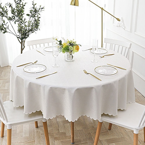 Runde Tischdecke, Vinyl-Tischdecke, abwischbar, Frühlings-Tischdecke, Wachstuch, Bauernhaus-Picknick-Tischdecke im Freien für Hochzeitsessen Image