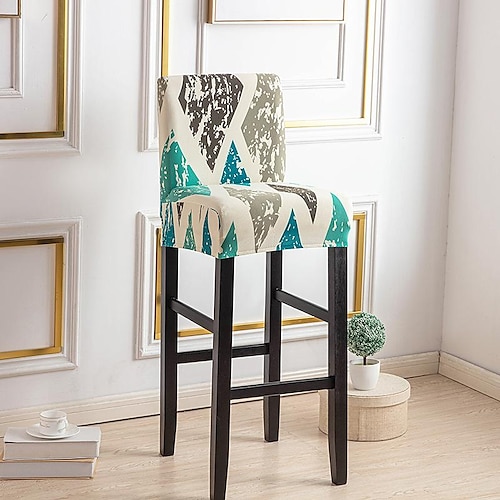 Stretch-Bezug für Barhocker Stuhlhussen, Kneipen-Thekenhocker, Stuhlbezug für Esszimmer, Café, Möbel, Sitzbezug, Stretch-Schutz, rutschfest, mit elastischem Boden Image